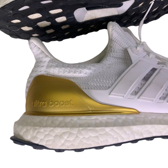 ADIDAS White & Gold Primeblue Ultra-Boost Sneakers - Picture 7 of 13